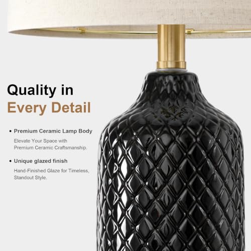 24.25" Ceramic Table Lamps for Living Room Bedroom Modern Lamps Set of 2 (2 Count)