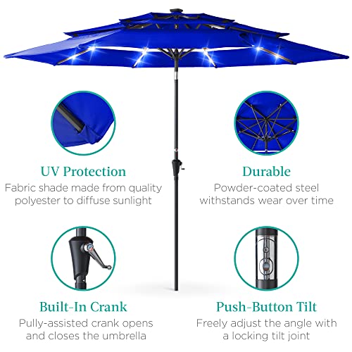 10ft 3 Tier Solar Patio Umbrella