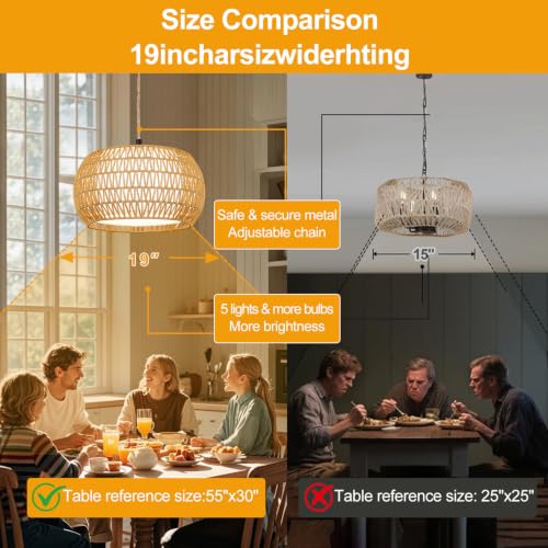 Large Plug in Pendant Light Boho Hanging Lights with Plug in Cord (yellow-Drum shape / 16.8)
