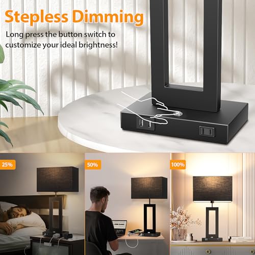 3 Color Temperatures Black Table Lamps for Bedrooms Set of 2 (2 Count)