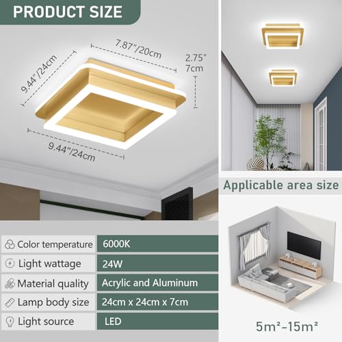 2 Packs Square Modern LED Light Fixture