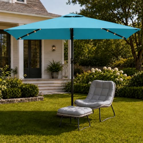 6.5 x 10ft Rectangular Patio Umbrella with Solar Lights