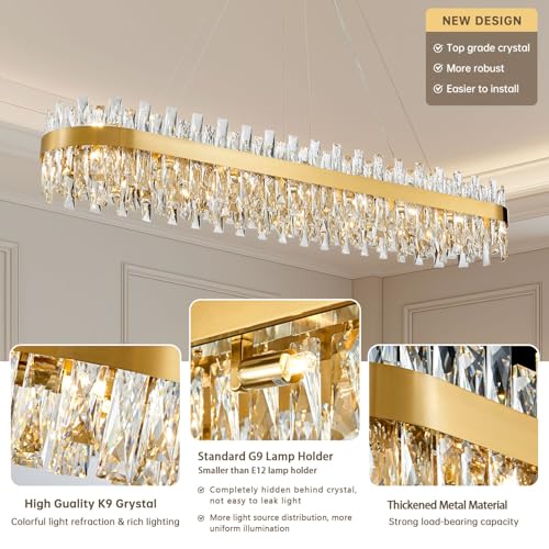 Modern Brass Gold Crystal Chandelier