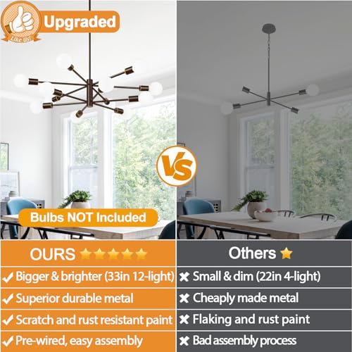 11" 52" Height Adjustable Sputnik Chandeliers Dining Room Light Fixture
