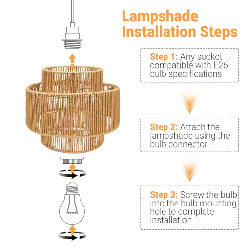 Hanging Light Lamp Shades Boho Rattan Lamp Shades