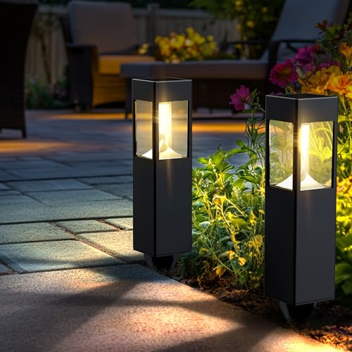 6 Pack Black Solar LED Outdoor Path Lights 30 Lumens (6 Count)