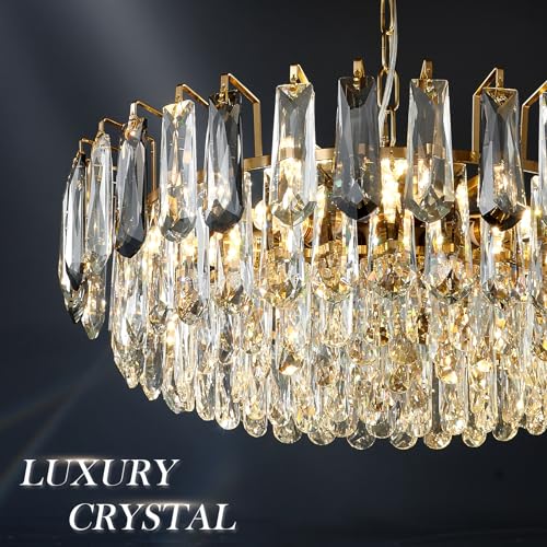 23.6" Modern Crystal Chandelier with Grey Crystal Gold 3