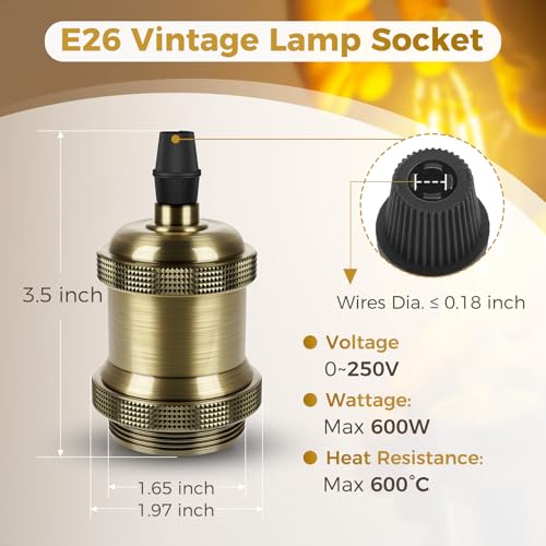 E26 Edison Vintage Lamp Socket for DIY (10 Count)