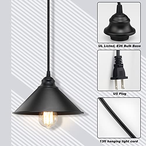 Black Plug in Pendant Light