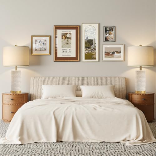 25" Ceramic Touch Table Lamp for bedroom and Living Room Set of 2 White (2 Count)