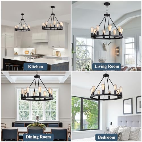 23.6" 8 Lights Wagon Wheel Chandelier
