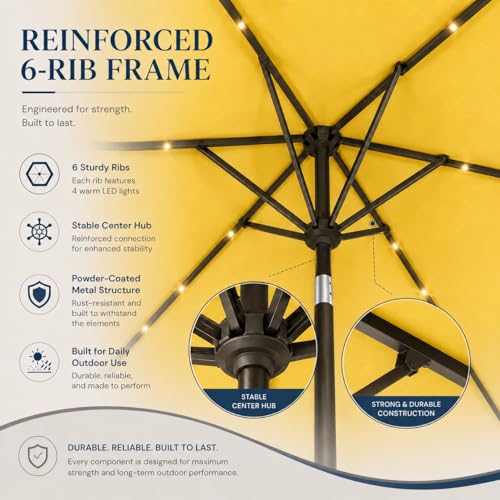 6.5 x 10ft Rectangular Patio Umbrella with Solar Lights