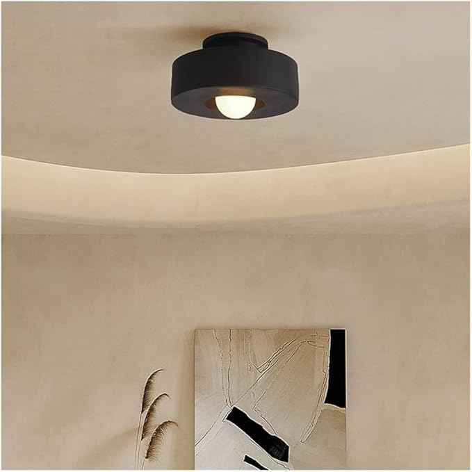 Japanese Wabi-sabi Style Resin Ceiling Light Fixture - 11.81 Inch Semi Flush Mount Ceiling Lighting for Hallway, Kitchen, Corridor, Bedroom, Entryway, Porch, Foyer (Color : Dark), D1-XYCa