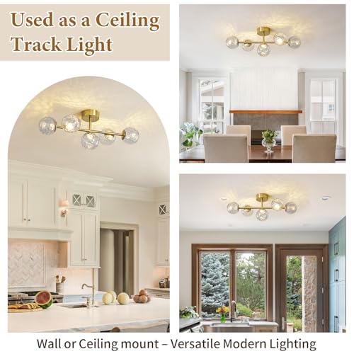 LED Brushed Gold Modern Hammered Glass Globe Bathroom Vanity Light