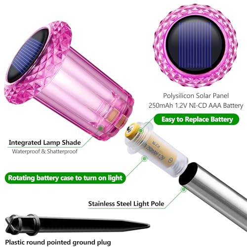 Solar Outdoor Lights 10 Pack Pink LED Valentines (10 Count)