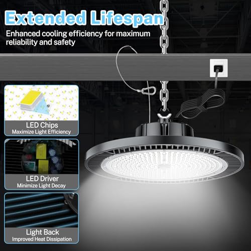 4Pack 200W UFO LED High Bay Light 30000Lm 5000K100V (4 Count)