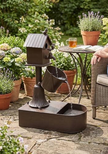 Metal Outdoor Garden Fountain 27" Soothing Water Flow