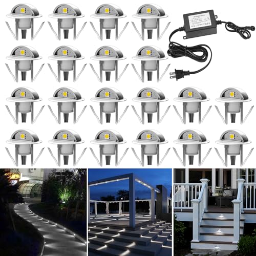 20 Pack LED Stair Lights Kit Low Voltage Waterproof IP65 Outdoor 1 (20 Count)