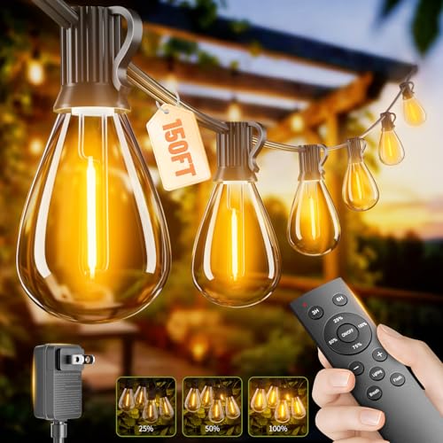 150FT Outdoor String Lights with Remote & Dimmable