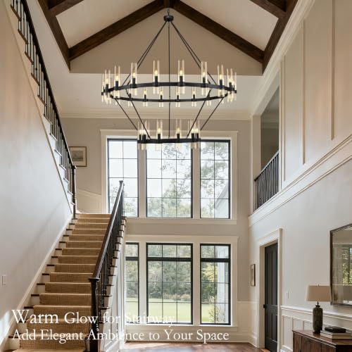 Black Wagon Wheel Chandelier 2 Tier