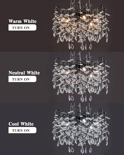 Modern Tree Branch Crystal Chandelier Luxury Black Crystal Pendant Lighting 18" Contemporary 6