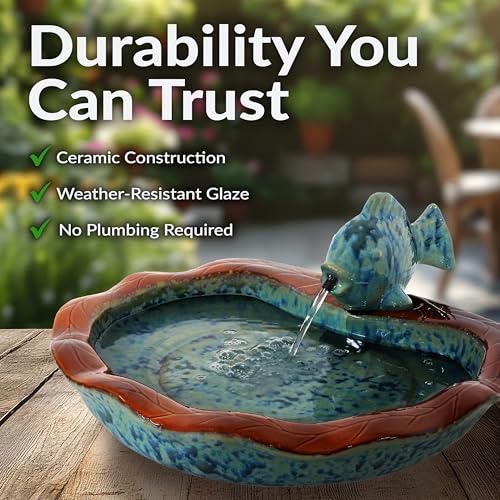 Sunnydaze 7" Fish Spout Tabletop Water Fountain