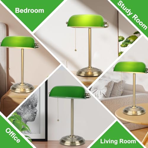 Bankers Lamp Brass Finish with Pull Switch