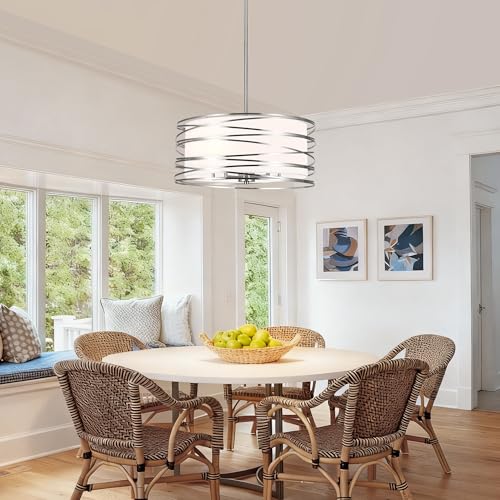 19.7'' Brushed Nickel Drum Chandeliers for Dining Room