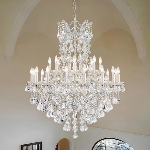 Large Silver Modern Crystal Chandelier Light Fixtures