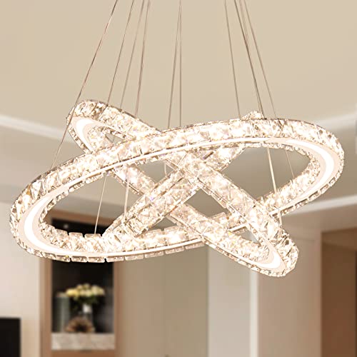 3 Ring Acrylic Crystal Chandelier Modern Ceiling Light Fixture