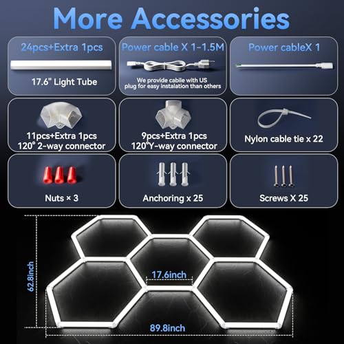 Hexagon 5000K LED Garage Lights