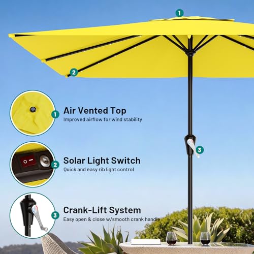 8' X 10' Rectangular Patio Umbrella with Solar Lights