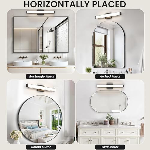 Modern LED Bathroom Vanity Light 24 inch 18W Dimmable 3CCT Bathroom Light Fixture Over Mirror Rectangle Bath Vanity Light Bar with Double Layer Acrylic Shade (24 inch(es))