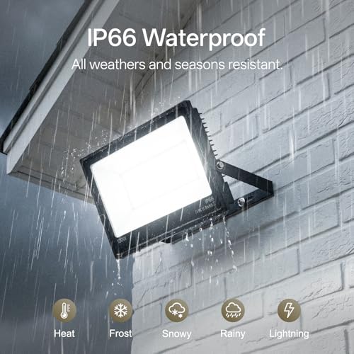 120W Flood Lights Outdoor Hardwired Security Light IP66 Waterproof 6000K