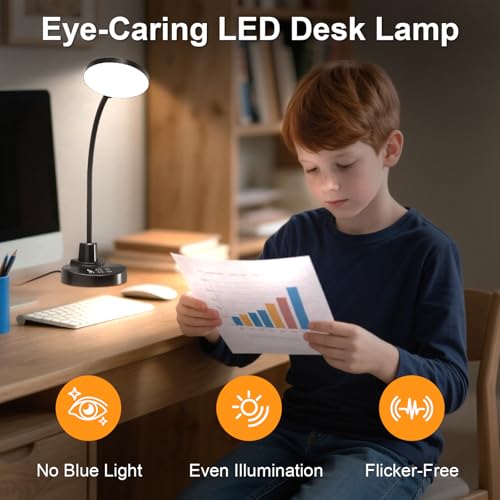 15W LED Desk Lamp with USB Charging Ports