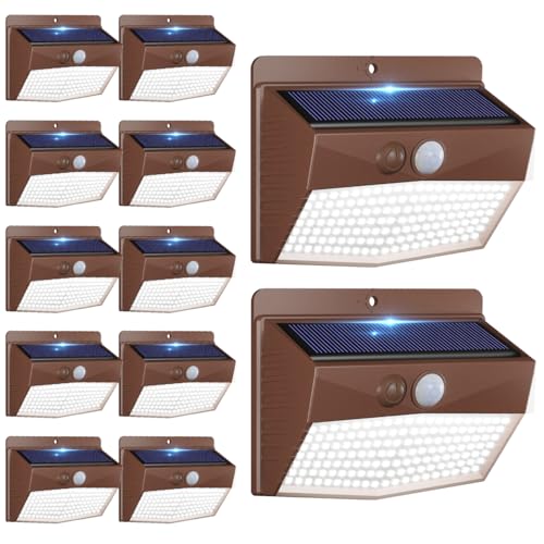 12 Pack Solar Motion Sensor Lights Outdoor Waterproof with 3 Modes (12 Count)