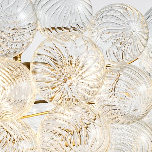 63 Inch Moden Gold Chandelier with 14 Bubble Lights
