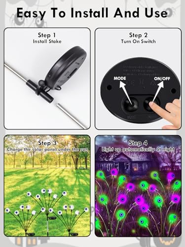 6 Pack Solar Halloween Decorations Outdoor 36 LED Solar Eyeball Lights (6 Count)