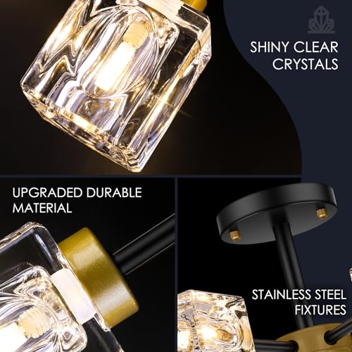 6 Light Crystal Semi Flush Mount Ceiling Light Fixture