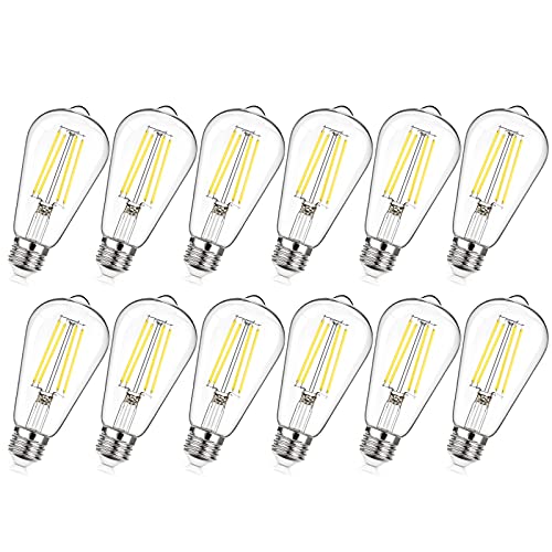 Dimmable Vintage LED Edison Bulbs 60W Equivalent 6W 850 Lumens (12 Count)