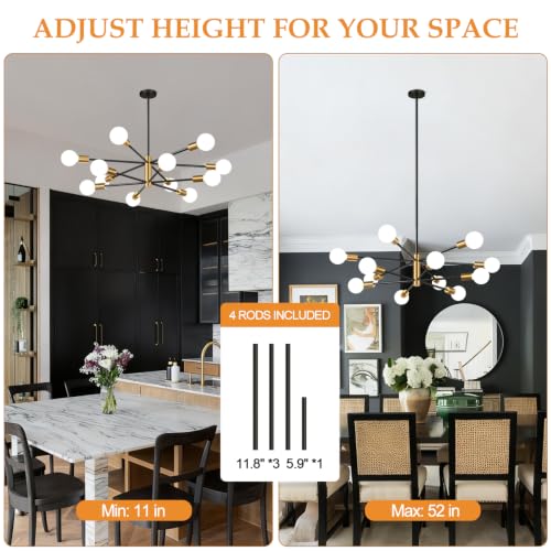 11" 52" Height Adjustable Modern Chandelier Ceiling Light Fixture