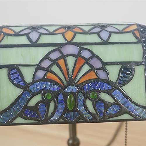 Tiffany Style Bankers Table Lamp Stained Glass Piano Desk Lamp Vintage Bedroom Bedside Lamp for Study