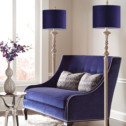 Dark Blue Velvet Drum Lamp Shade