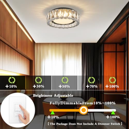 Dimmable Crystal Flush Mount Ceiling Light