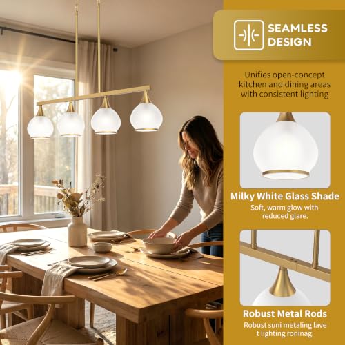 Brushed Gold Kitchen Island Linear Pendant Light