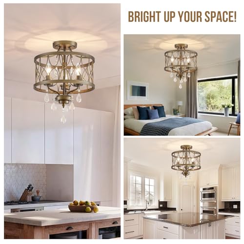 Farmhouse Crystal Ceiling Light Fixture (3 Count)