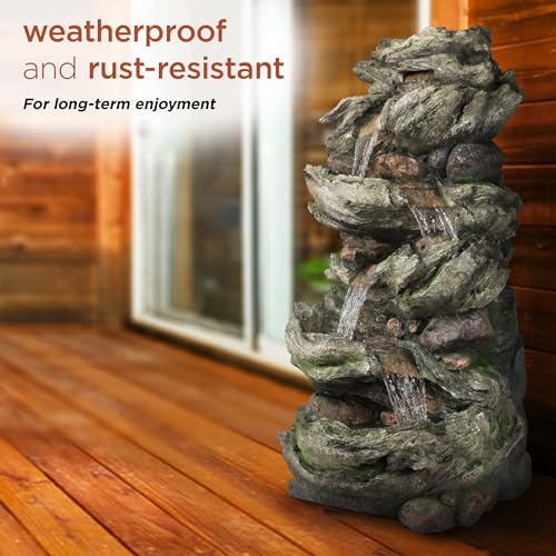WIN1424 81" 5 Tier Rock Water Fountain with LED Lights