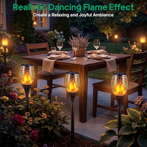 Solar Lights Outdoor Flickering Flame Solar Torch Lights (6 Count)