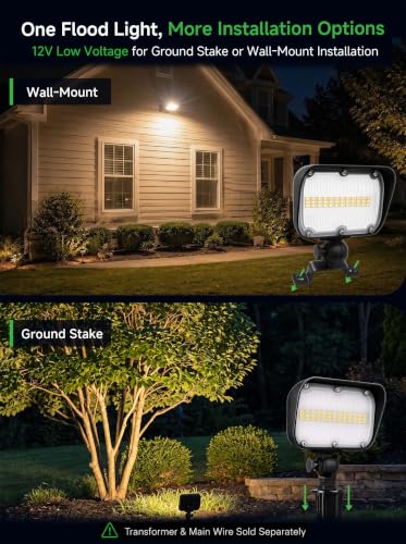 12V Landscape Flood Light (20W Warm White (3000K) / 4 Pack(Wiring Required))
