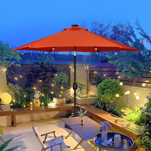 7.5 ft Solar Umbrella 18 LED Lighted Patio Umbrella Table Market Umbrella